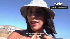 Wild fuck-fest on Mykonos beach with KinkyDogs - fledgling couple vlog - xxx!