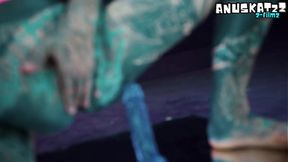 Tattooed Hippie Chick Dildo's Backdoor Ass