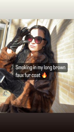 POV; I’m enjoying My long faux fur coat while you enjoying being My human ashtray 😈