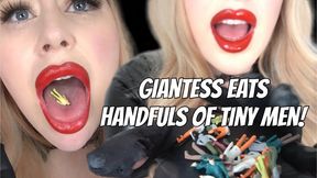 GIANTESS VORE - (Swallowed Handfuls of TINY MEN!)