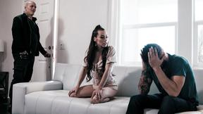 ”Petite hot MILF saves her stepbrother by fucking a huge cock goon”