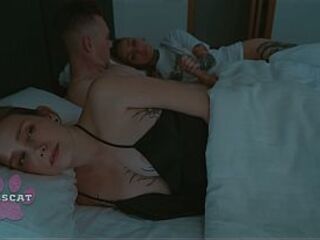 Effy Lil Seduces Her Step Sister's Boyfriend in Their Shared Hotel Couch Right Beside Her Unaware Step Sister