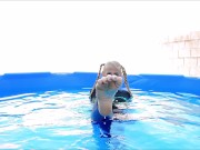 Wet Jeans Wet Tshirt in Pool - blue jeans fetish - tight jeans swimming pool - wet shirt - t shirt