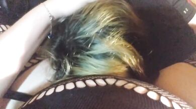 POV Goth BBW in lace lingerie and stockings eats you out