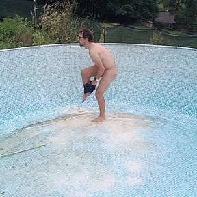 Naked in the Garden: Dirty Handjob in the Pool