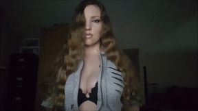 Slow cleavage and bra tease