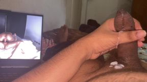 hot guy masturbating while watching porn