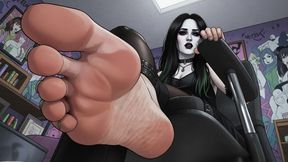 Goth Girlfriend Roughly Smothers Your Face With Her Big Feet POV