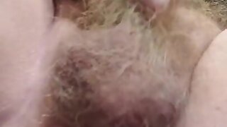 Dildo in butt ,caressing haired balls and jerking tiny cock