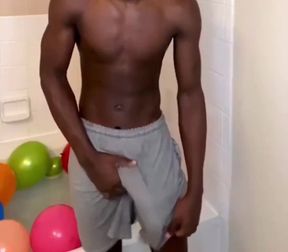 Swinging stroking my big black cock