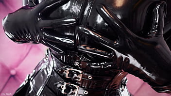 FREE video: latex teasing video - Mistress in rubber - natural tits and shiny catsuit - strap-on tease