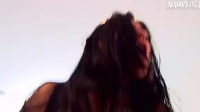 Drenched-haired Latina takes rough doggy-style pounding