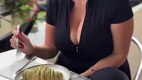 Busty GF with enormous jugs gives a wild sucking