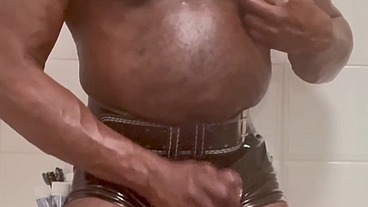 Latex Muscle Butt Dildo Show