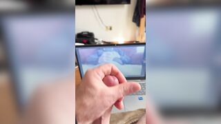 Eyeing myself fap off and jism