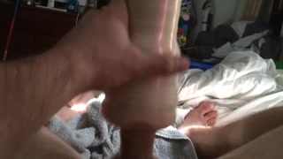 Stud fucks flashlight with hard thick cock until pulsing creampie