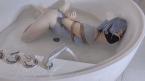 hs00013-A girl in a swimsuit was bound in Hogtie bondage