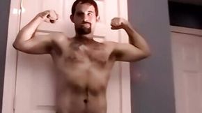 Rugged amateur shows his body off before the jerk off