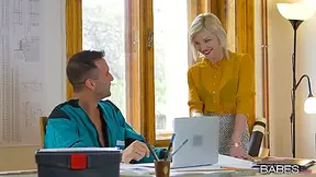 Hot White Hair Office Bitch Hooks Up With A Computer Guy With Zazie Skymm