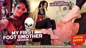 My first foot smother session ( Foot Domination with socks and bare feet with Gothic Queen Lucia Haycock ) - FULL HD MP4