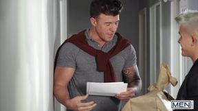 MEN - Andy Taylor Falls Through The Ceiling And Lands On JJ Knight&#039;s Thick, Hard Cock