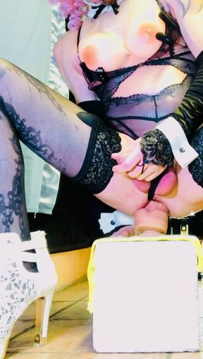 Huge dildo riding