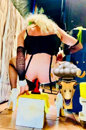 Huge dildo riding