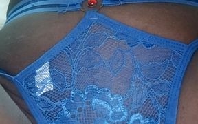 Fingering My Pussy While on Bed and Putting on Sexy Blue Lingerie