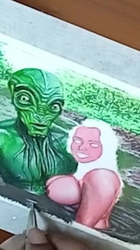 Epic moment from "Erotic Art Or Drawing Of Sexy Indian Desi Bhabhi in Love With an Extraterrestrial Alien"