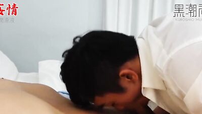 Two cute Asian blokes are having sex inside the hotel room