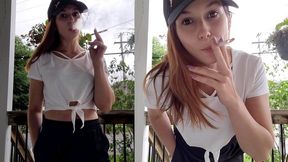 Sporty Girl Having a Sporty Smoke