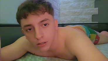 cute twink boy sucks his dildo and moans
