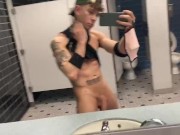Daniel Hausser hard in public gym bathroom