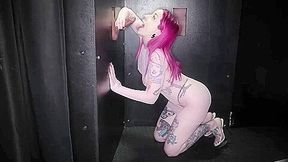 Haired Inked Darling Loves Sucking Cock At The Gloryhole