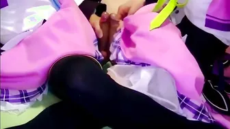 Two Asian Crossdressers Mutual Handjob and Cum