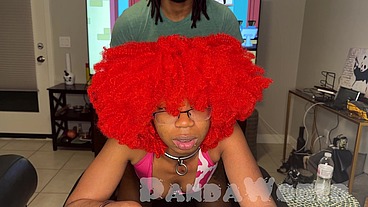 Ebony Redhead Doggy POV Creampie