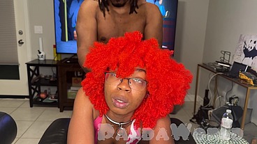 Ebony Redhead Doggy POV Creampie
