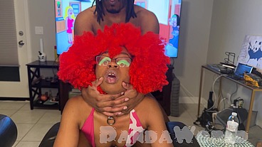 Ebony Redhead Doggy POV Creampie