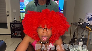 Ebony Redhead Doggy POV Creampie