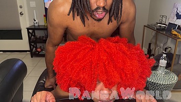 Ebony Redhead Doggy POV Creampie