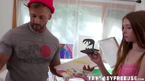 Ebony Ameena Green is penetrated while her teen friend Myra Moans makes a picture of it