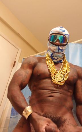 Iceberg Slim Stroking His Huge Monster Cock Cum in Yo Face