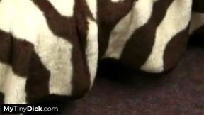 Tight body ebony pussy licked before sucking on his tiny dick