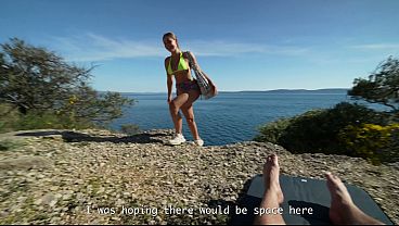 Some stranger on a nudist beach, and I lost control  A huge load of cum all over my face  POV