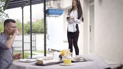 Euro housemaid will gladly have sex with her hot and endowed client