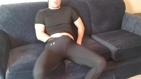 Spandex fellow spunking in Under Armour stockings