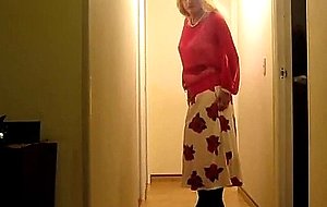 Prevert crossdresser shows his ass and erect prick