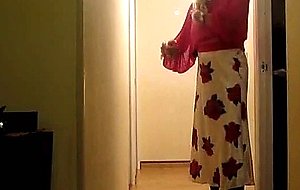Prevert crossdresser shows his ass and erect prick