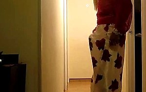 Prevert crossdresser shows his ass and erect prick
