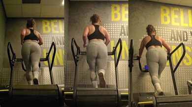 Curvy Pawg Gets Hot And Sweaty Running In The Gym, Wet Leggings, Ass Jiggle